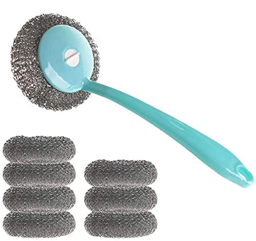 Sello de esponja (acero inoxidable con mango de plástico cepillo de limpieza de acero inoxidable y récureurs para inalámbrico en plastique1