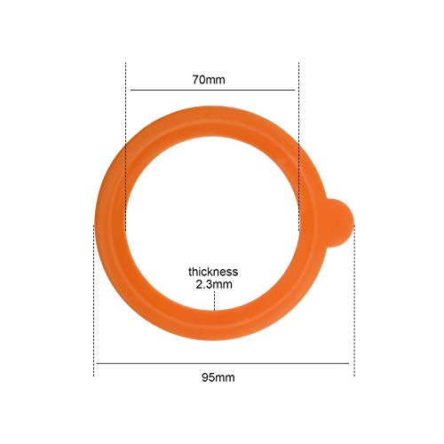 Sello de Junta de Silicona de Repuesto para Frasco, Anillo Sellado Hermético a Prueba de Fuga 3,75 x 3,75 Pulgadas para Frasco de Clip de Vidrio de 0,35/ 0,5/ 1/ 1,5/ 2 Litros (Naranja, 35 Piezas)