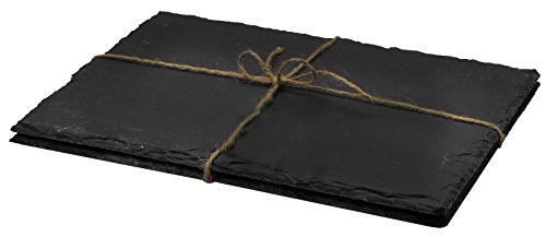 sendez® Plato de Pizarra (30 x 20 cm – Bandeja salvamanteles Quesera embutido placa 2 – 12 piezas, pizarra, 2-tlg.