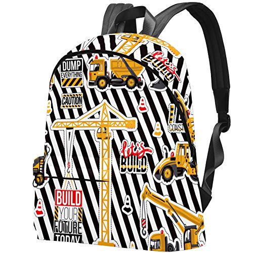 Set de pegatinas y parches de maquinaria de construcción, patrón personalizado, gran capacidad, mochila duradera, bonita mochila impermeable para computadora portátil, bolso de mujer