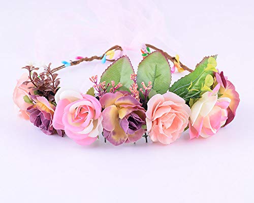 SHEDRWE Ajustable Rosa peonía Flor Novia corola Corona Diadema de Pelo Guirnalda Boda Tiara Dama de Honor niña