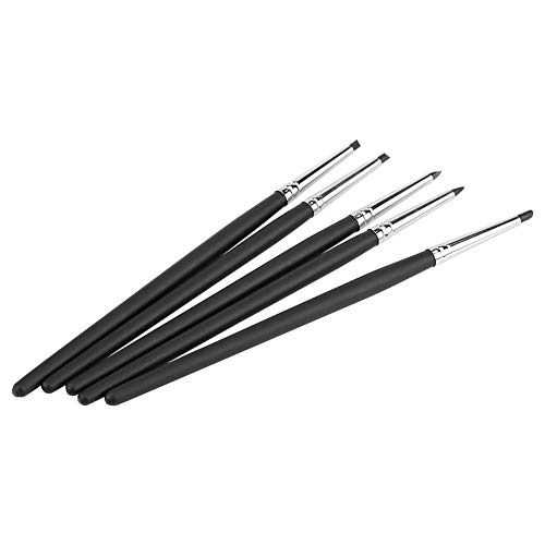 Sheens 5pcs / Set Pinceles de Punta de Silicona Cepillos de Arcilla Flexible Modelado de Modelado Limpie Las Herramientas(Cabezal Negro (0#))