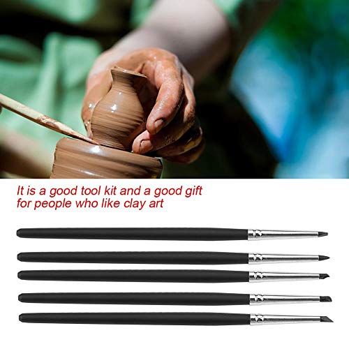 Sheens 5pcs / Set Pinceles de Punta de Silicona Cepillos de Arcilla Flexible Modelado de Modelado Limpie Las Herramientas(Cabezal Negro (0#))