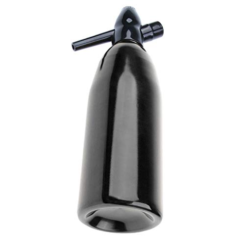 Shiwaki Sifón De Sosa Negra Carbonatada Seltzer Máquina para Hacer Agua con Gas Cóctel Máquina De Bebidas 1l / 1000ml / 35 Onzas, Enhebrado Seguro Sin Goteos