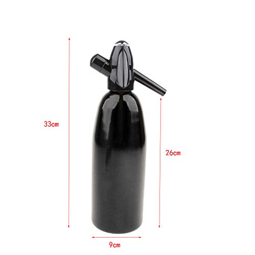 Shiwaki Sifón De Sosa Negra Carbonatada Seltzer Máquina para Hacer Agua con Gas Cóctel Máquina De Bebidas 1l / 1000ml / 35 Onzas, Enhebrado Seguro Sin Goteos