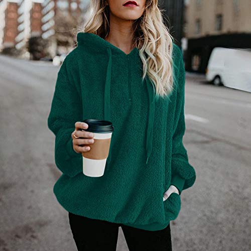 SHOBDW Liquidación Venta Mujer Sudadera con Capucha Suelta Tallas Grandes Jersey de Mujer Jersey otoño Invierno Manga Larga Remata Abrigo cálido(Verde,L)