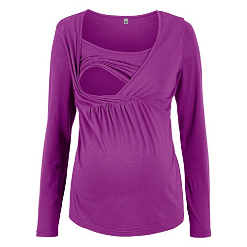 SHOBDW LiquidacióN Ventas Ropa Premamá Mujeres Soft Ropa De Maternidad Tops De EnfermeríA OtoñO Invierno Tops De Manga Larga Ropa para Embarazadas Blusa(Púrpura,M)