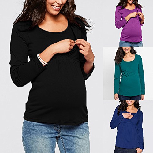 SHOBDW LiquidacióN Ventas Ropa Premamá Mujeres Soft Ropa De Maternidad Tops De EnfermeríA OtoñO Invierno Tops De Manga Larga Ropa para Embarazadas Blusa(Púrpura,M)