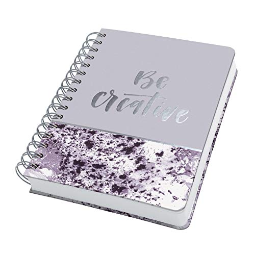 Sigel JN607 Libreta Espiral Premium, 16.2 x 21.5 cm, Punteado, Tapa Dura, Motivo de Mármol, Violeta/Blanco, 240 Páginas