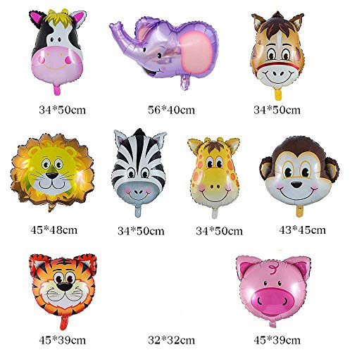 SIMUER Globos Animales 18 Piezas Globo de Aluminio Animal Cumpleaños Globos, Globos Inflables Jungle Animal Balloon Foil Globo Decoración de la Fiesta de Cumpleaños de los Niños