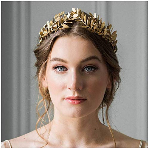 Sither Bridal Leaves Diadema de hojas de oro corona vintage para boda de olivo, tiara de carnaval, accesorios para el pelo para mujeres y niñas en griego temático Toga fiesta