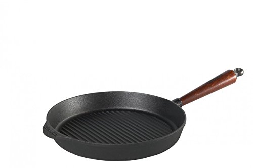 Skeppshult 0028T - Sartén parrilla de hierro fundido y mango de madera, 28 cm