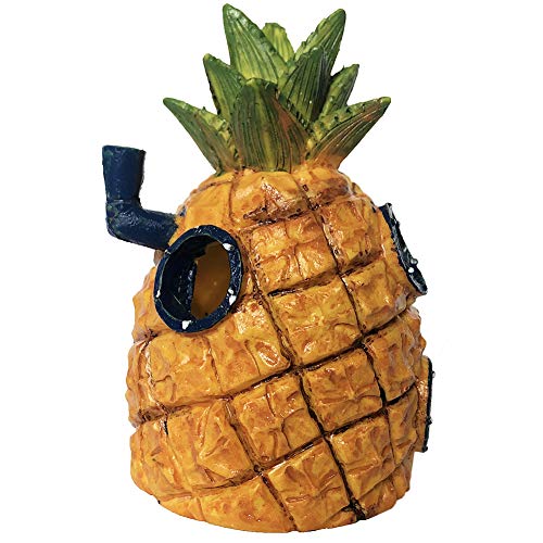 SLOCME - Adorno para acuario de casa de piña para peces, casa de Bob Esponja, escondido y Krab Krusty - Paquete de 3