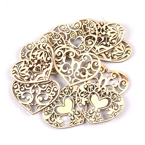 SMchwbc 38x50mm corazón del cordón Mixta Colgando Colgante de Madera Rebanadas Crafts for Bloc de Notas Decoración de Madera 10pcs Decoración
