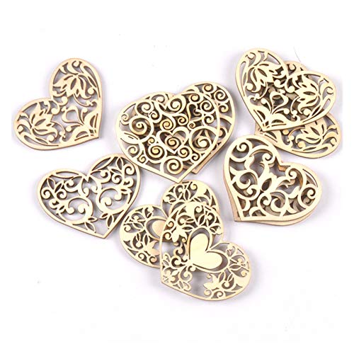 SMchwbc 38x50mm corazón del cordón Mixta Colgando Colgante de Madera Rebanadas Crafts for Bloc de Notas Decoración de Madera 10pcs Decoración