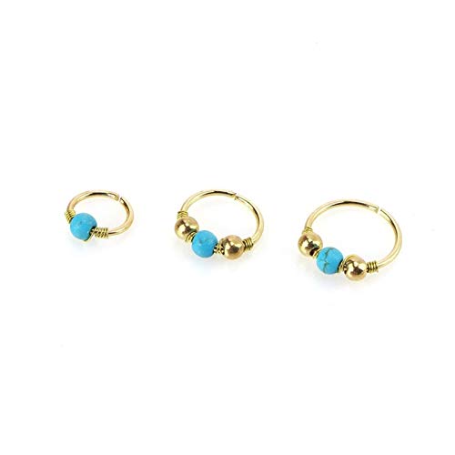 SMXGF Pendientes de la joyería 3pcs / Set la Nariz Falsa del Cuerpo del Anillo de la joyería de Cobre cartílago Trago es Pendientes de Piedra Natural Círculo perforación del Labio for Las Mujeres