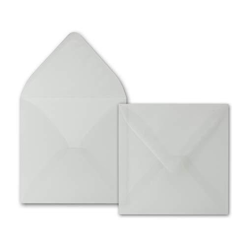 Sobres cuadrados, 160 x 160 mm, adhesivo húmedo, color transparente y blanco 50 unidades