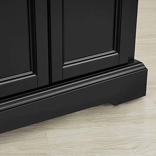 SoBuy FKW71-SCH,Carrito de Cocina con Piso de Acero,con Tablero Extensible,L115 x P46 x H92cm,ES (Negro)