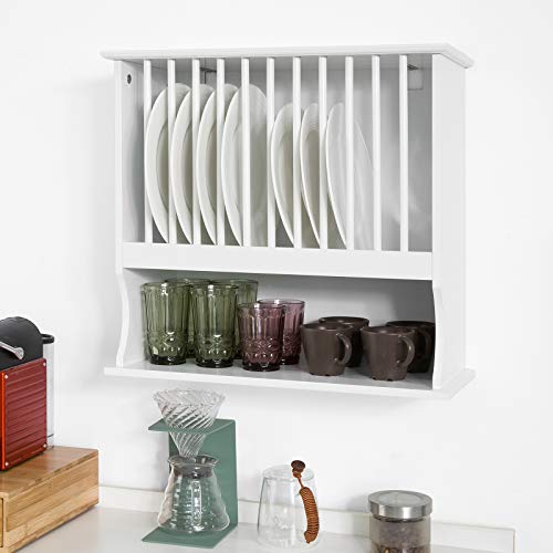 SoBuy KCR04-W Escurreplatos Blanco de Pared,Soporte para Platos Escurridor De Platos Y Vasos ES