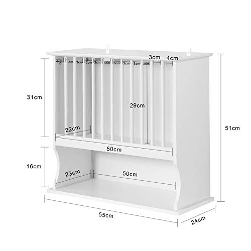 SoBuy KCR04-W Escurreplatos Blanco de Pared,Soporte para Platos Escurridor De Platos Y Vasos ES