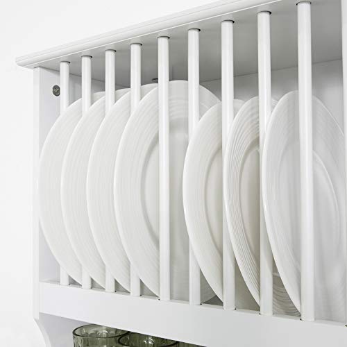 SoBuy KCR04-W Escurreplatos Blanco de Pared,Soporte para Platos Escurridor De Platos Y Vasos ES