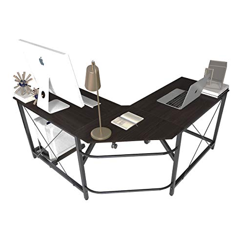 soges Mesa Ordenador Gran Escritorio de Esquina Moderna Escritorio para Oficina Escritorio, (150+150) x 55 x 76 cm,LD-Z01-BK