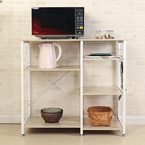 sogesfurniture Estante de Cocina Estante de Microondas, 3 Niveles Baker's Rack Soporte Organizador para Carro de Microondas Estantes de Almacenamiento, Arce W5S-MO-BH