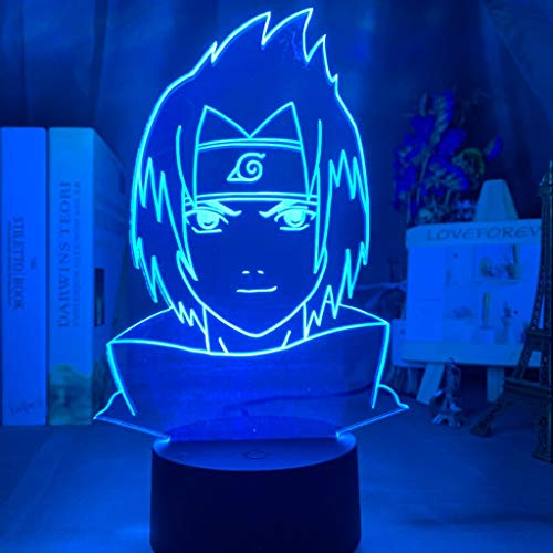 (Solo 1) 3D Naruto Kakashi Uzumaki Naruto Uchiha Sasuke decoración de dormitorio infantil LED colorido USP luz nocturna Sasuke Uchiha