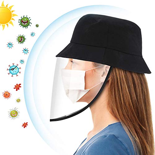 Sombrero con Pantalla Protectora Desmontable al Aire Libre, AGPTEK Gorra de Pescador Antiniebla para Anti-Virus, Bacterias, Saliva y Polvo, Negro
