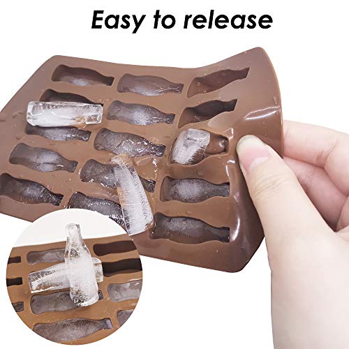 Sonku - Molde para botellas de vidrio de 15 cavidades, bandeja de silicona para cubitos de hielo de chocolate, caramelo, gelatina de gelatina de gelatina de chocolate, color rojo y marrón