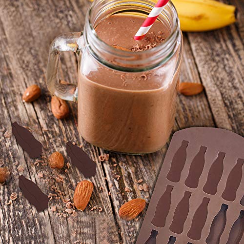 Sonku - Molde para botellas de vidrio de 15 cavidades, bandeja de silicona para cubitos de hielo de chocolate, caramelo, gelatina de gelatina de gelatina de chocolate, color rojo y marrón