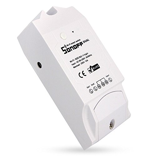 Sonoff Dual 2 Vías Wifi Smart Switch Interruptor Temporizador de Control Remoto Inalámbrico Inteligente para Amazon Alexa, Echo, Echo Dot y Amazon Tap