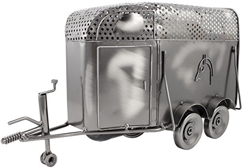 Soporte de botellas de vino Brubaker, para 2 botellas, diseño de remolque de caballos, de metal, con tarjeta de regalo