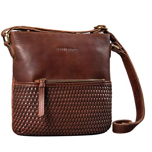 STILORD 'Liz' Bolso de Mano Cuero Trenzado Bolso de Hombro Mujeres Gran Comprador Hobo Bag Elegante Vintage Piel, Color:Torres - marrón