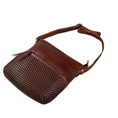 STILORD 'Liz' Bolso de Mano Cuero Trenzado Bolso de Hombro Mujeres Gran Comprador Hobo Bag Elegante Vintage Piel, Color:Torres - marrón