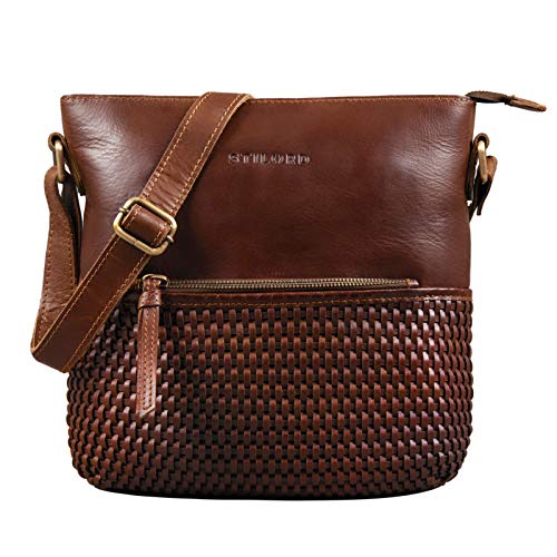 STILORD 'Liz' Bolso de Mano Cuero Trenzado Bolso de Hombro Mujeres Gran Comprador Hobo Bag Elegante Vintage Piel, Color:Torres - marrón