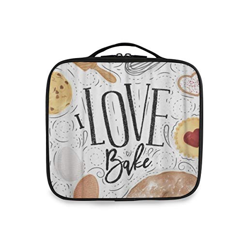 SUGARHE Panadería Galleta Batidor Huevo Rodillo Pan Vintage,Neceser Maquillaje,Bolsa Cosméticos Organizador Brochas Maquillaje Estuches Portátil
