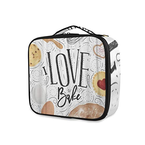SUGARHE Panadería Galleta Batidor Huevo Rodillo Pan Vintage,Neceser Maquillaje,Bolsa Cosméticos Organizador Brochas Maquillaje Estuches Portátil