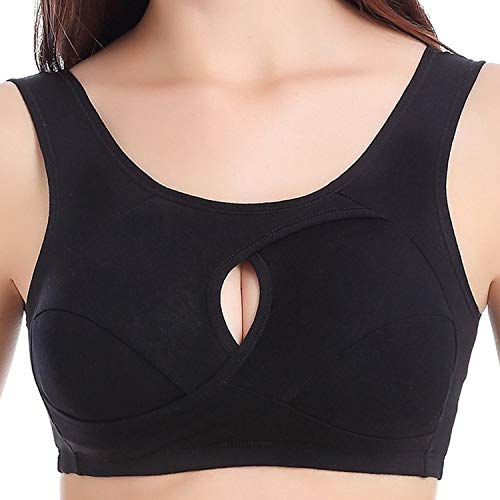 Sujetador deportivo sin costuras para mujer, talla grande, transpirable, sexy y antisudor, color negro y gris Negro Negro ( XL