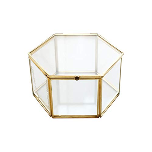 Summerwindy Joyero de Vidrio Claro Geométrico Sostenedor Organizador de Joya Envase de Plantas Suculentas de Mesa Almacenamiento de Joyas para El Hogar
