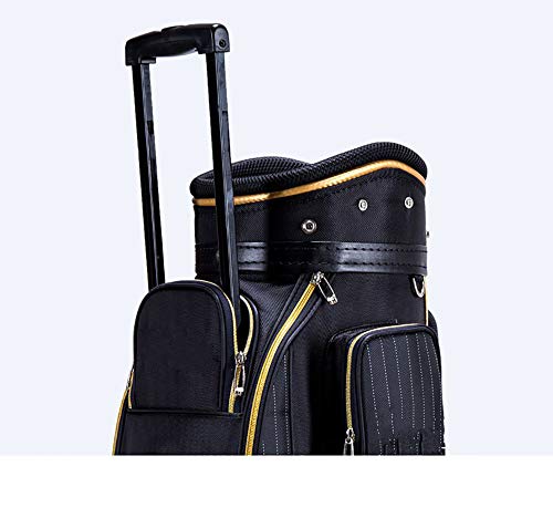 Super Light Campo De Transporte Bolso del Carro De Ruedas Bolso del Carro De Golf Bolsa De Transporte, Negro/Oro,Cromo