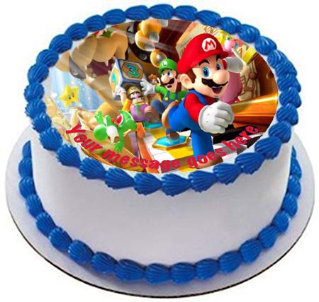 Super Mario - Decoración comestible para tarta (19 cm), diseño de fondant