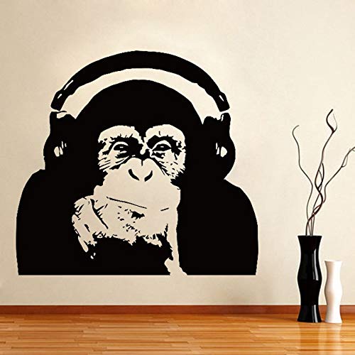 supmsds Pensando Gorila Tatuajes de Pared Diseño de Arte decoración del hogar Vinilo Mono música Etiqueta de la Pared Dormitorio Arte de la Pared Mural54.6X62.4CM