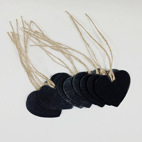 Suvox - Mini Pizarra Decorativa con Forma de corazón (10 Unidades), Color Negro