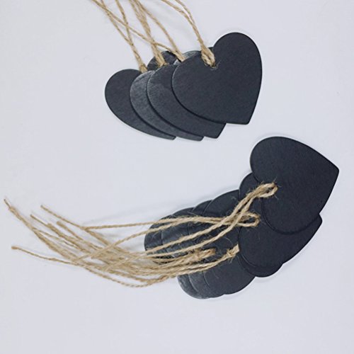Suvox - Mini Pizarra Decorativa con Forma de corazón (10 Unidades), Color Negro