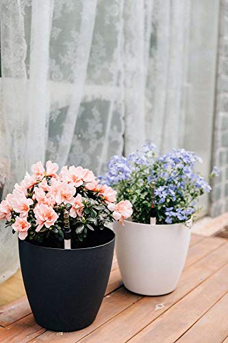 T4U Auto Riego Plantador Blanco 22CM Ronda Paquete de 4, Planta Maceta Cajas para Interiores Al Aire Libre Jardines de Windowsill Idea Regalo para Cumpleaños y Boda y Navidad
