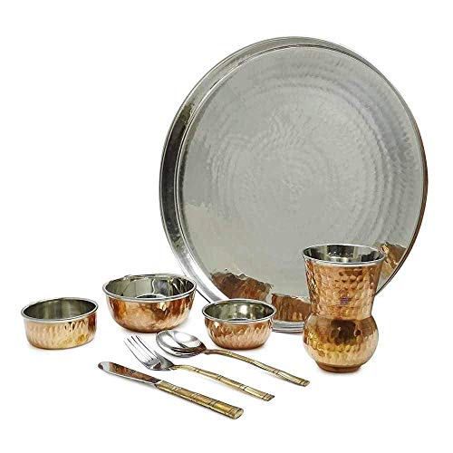 Tableware Indian Serving Traditional Copper Thali Set Kitchen Accessories 1 Set