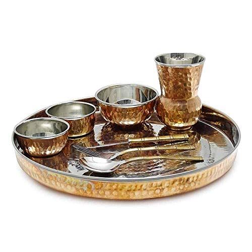 Tableware Indian Serving Traditional Copper Thali Set Kitchen Accessories 1 Set