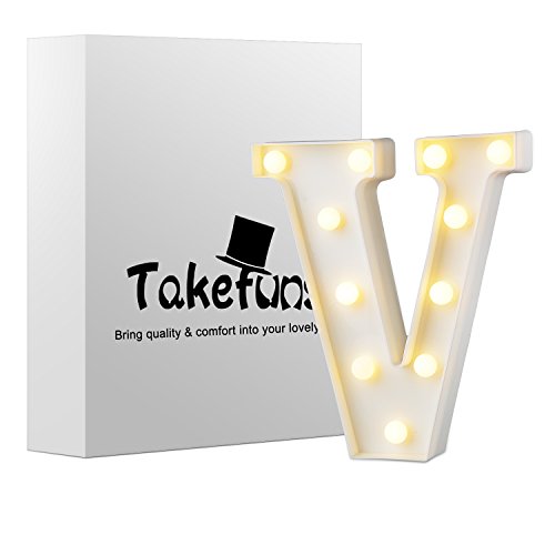Takefuns Letras Led Luminosas Decorativas Letras Decorativas Luces De Espejo Del Alfabeto A-Z con Luces de LED para Decoración de DIY Wedding Party Dormitorio Decoración de Navidad- Letra V