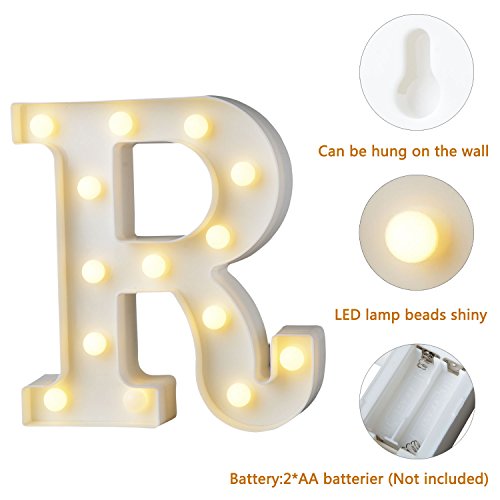 Takefuns Letras Led Luminosas Decorativas Letras Decorativas Luces De Espejo Del Alfabeto A-Z con Luces de LED para Decoración de DIY Wedding Party Dormitorio Decoración de Navidad- Letra R